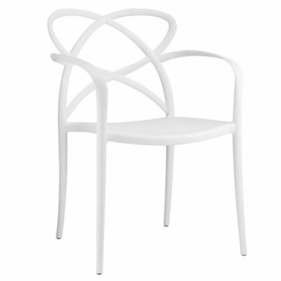 Modern Contemporary Dining Armchair, White Plastic