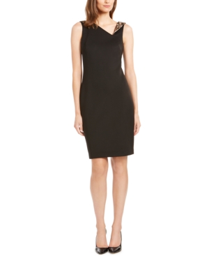 CALVIN KLEIN Black Sleeveless Above the Knee Body Con Dress Size 10P