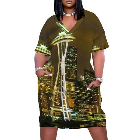 Fwc-vestido Holgado De Verano Para Mujer Ropa De Noche Con Bolsillo Aguja Espacial 0765