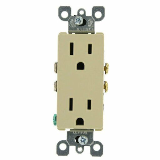 Leviton 5325-I 15 Amp, 125V, Decora Duplex Receptacle, Grounding, Ivory