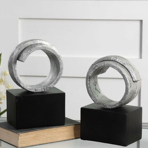 Uttermost Twist Bookends - Set of 2, Silver, 9.875