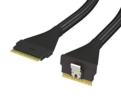 LINKUP Slim SAS SFF-8654 8i Straight to SFF-8654 8i Straight up 24Gbps High Speed SAS 4.0/PCIe 4.0 Cable for 85ohm PCIe Application (NVMe SSD Slimline