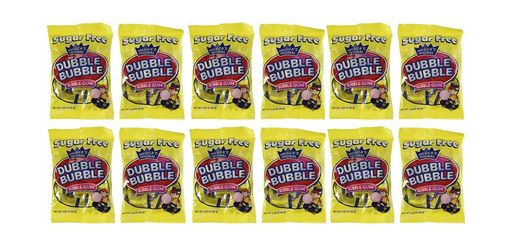 Dubble Bubble Sugar Free Bubble Gum, 3.25-ounce Bags (Pack of 12)