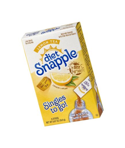 Diet Snapple Singles to Go Water Drink Mix - Lemon Tea Flavored Powder Sticks.