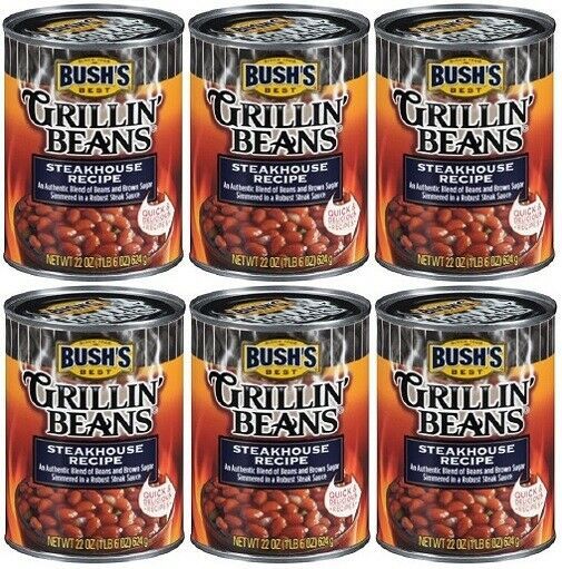Bushs Best Grillin Beans Steakhouse Recipe 6 Can Pack