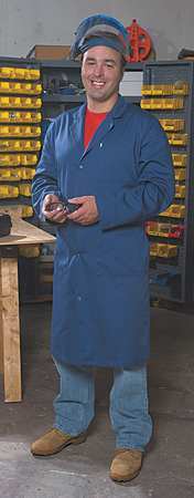 LANDAU LS 3252 NAF LRG Collared Lab Coat, L, Blue, 44 in. L
