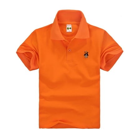 Boys Tops for Toddler Kids Girls Boys Short Classic Loose Short Tunic Tops Soft Blouse Sleeve Solid T Shirt Tee Tops Clothes Casual Tops Orange 6(6-12