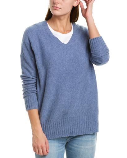 White + Warren Womens Ribbed Cashmere V-Neck