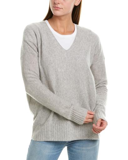 White + Warren Womens Ribbed Cashmere V-Neck