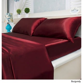 Silver Orchid Wyman Super Soft Deep Pocket 4-piece Satin Sheet Set (Satin Burgundy - 4 Piece - California King)