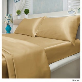 Silver Orchid Wyman Super Soft Deep Pocket 4-piece Satin Sheet Set (Satin Bronze - 4 Piece - Queen)