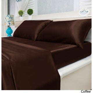 Silver Orchid Wyman Super Soft Deep Pocket 4-piece Satin Sheet Set (Satin Coffee - 4 Piece - Queen)
