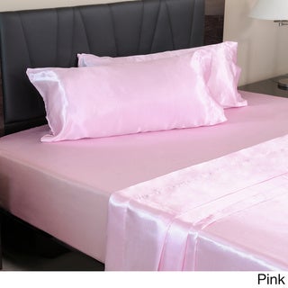 Silver Orchid Wyman Super Soft Deep Pocket 4-piece Satin Sheet Set (Satin Pink - 4 Piece - Full)