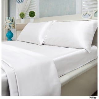 Silver Orchid Wyman Super Soft Deep Pocket 4-piece Satin Sheet Set (Satin White - 3 Piece - Twin)