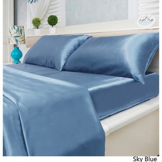 Silver Orchid Wyman Super Soft Deep Pocket 4-piece Satin Sheet Set (Twin - Sky Blue)