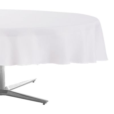 White Fabric Round Tablecloth
