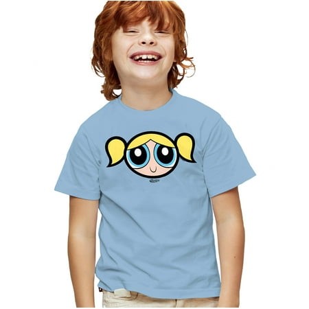 The Powerpuff Girls Bubbles Face Kids T Shirt for Youth Boys and Girls  Light Blue  X-Small