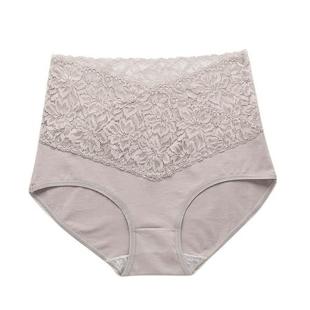 Women Solid Color V Neck High Waist Lace Abdominal Briefs Light Lace Panties for Women Cute Panties for Women Bikini Barely There Bras for Women 4742 