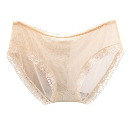 Sexy Women S Underwear with Lace Edge Fully Transparent Mesh Low Waist Large Size Thin Lifting Triangle Pants Barely There Bras for Women 4742 Granny 