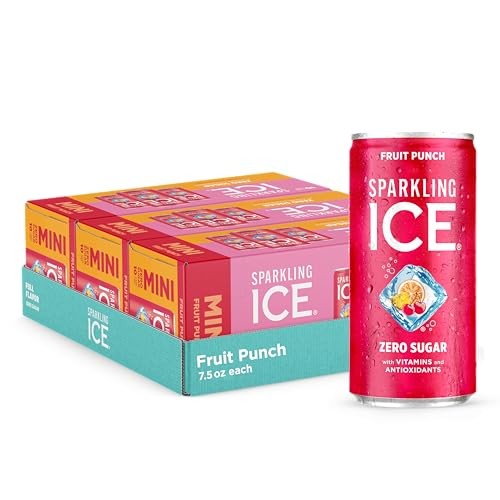 Sparkling Ice Fruit Punch Sparkling Water, with Antioxidants and Vitamins, Zero Sugar, 7.5 Fl Oz Cans (3/10 Pack)