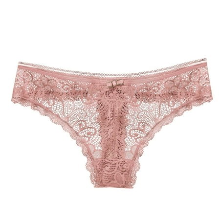 Hauaitttt Women Light Sexy Lace Panties Transparent Hollow Low Waist Seamless Thin Briefs Women Plus Size Underwear Barely There Bras for Women 4742 L