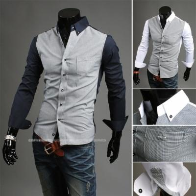 New Fall Fine Houndstooth Color Leisure Shirt Simple Atmosphere 9021 - Navy, Xxl - 2xl Navy Blue