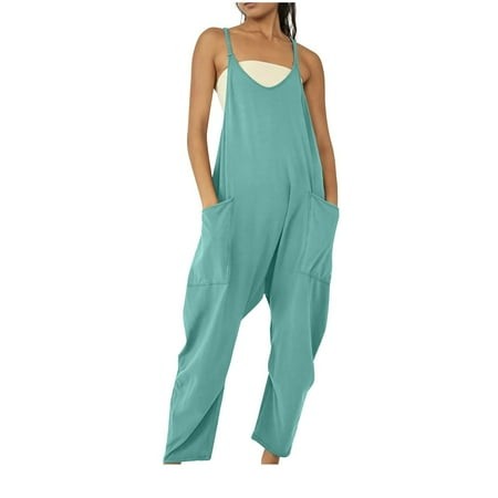 Mint Lime Green Coveralls for Ladies Fall Summer Snow Print Loose Fit Christmas Brunch Straight Leg Plain Long Leg Overalls Pants One Piece Juniors 20