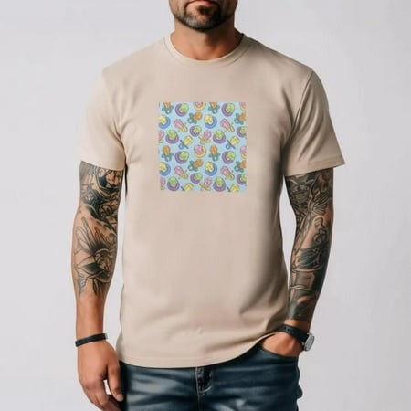 A Rainbow Pastel Ring Pop Candy Pattern Graphic Design T-Shirt Unisex  for Men & Women  up to Size 5XL