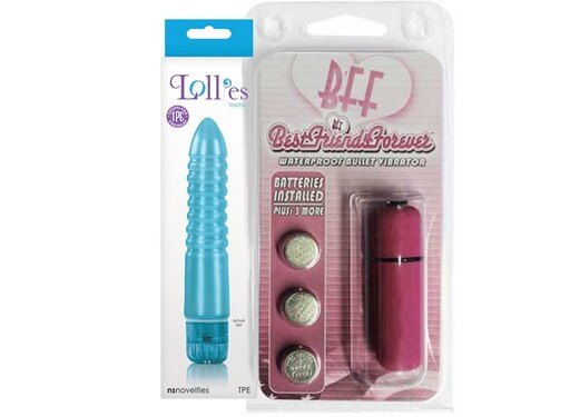 Lollies Tootsie Blue and a Bff Waterproof Vibrating Bullet Pink