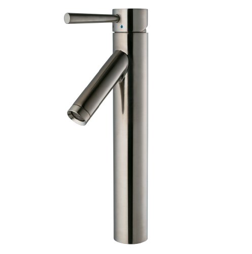 Elite Bathroom Clear Round Glass Vessel Sink & Brushed Nickel Single Lever Faucet Combo & Nickel Pop up Drain Mounting Ring thumbnail