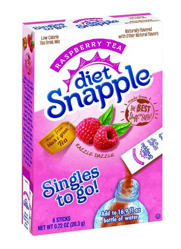 Diet Snapple Singles to Go Water Drink Mix - Raspberry Tea Flavored Powder S.