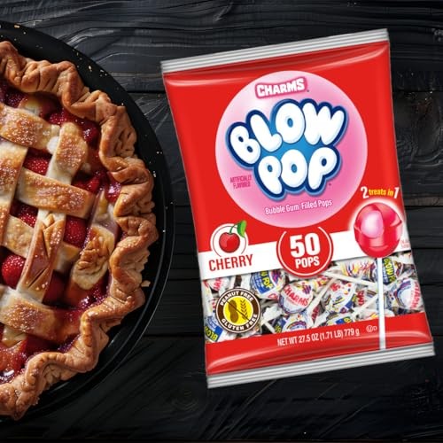 Charms Blow Pop Single Flavor Bag - Cherry Flavored Lollipops with a Bubble Gum Center - Individually Wrapped Hard Candy - Red Candy - Peanut Free, Gl thumbnail