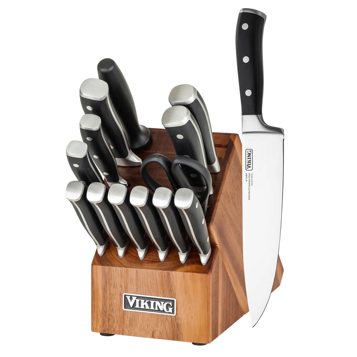 Viking 15-Piece Stainless Steel Knife Block Set (BLACK WOOD BLOCK)