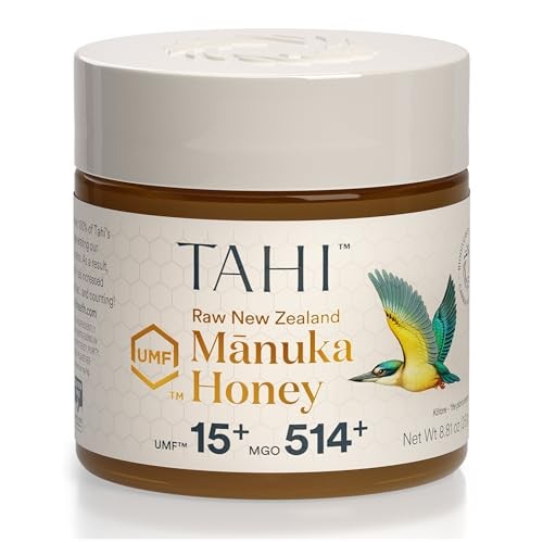 Tahi Raw Manuka Honey New Zealand UMF 15+ Certified (MGO 514+) - 100% Sustainable, Monofloral and Natural Honey - Non-GMO, Glyphosate-Free and Gluten-