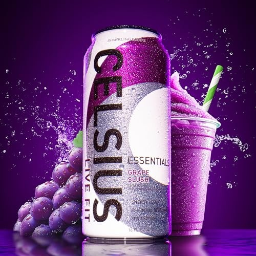 CELSIUS ESSENTIALS™ Sparkling Grape Slush, Sugar Free Performance Energy Drink, 16 Fl Oz (Pack of 12) thumbnail