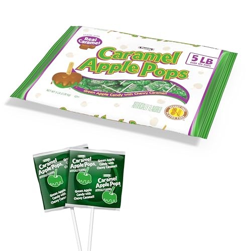 Tootsie Roll Caramel Apple Pops - Caramel Covered Green Apple Candy Lollipops - Bulk Gluten Free Candy - 5 Pound Bag of Caramel Apple Suckers thumbnail