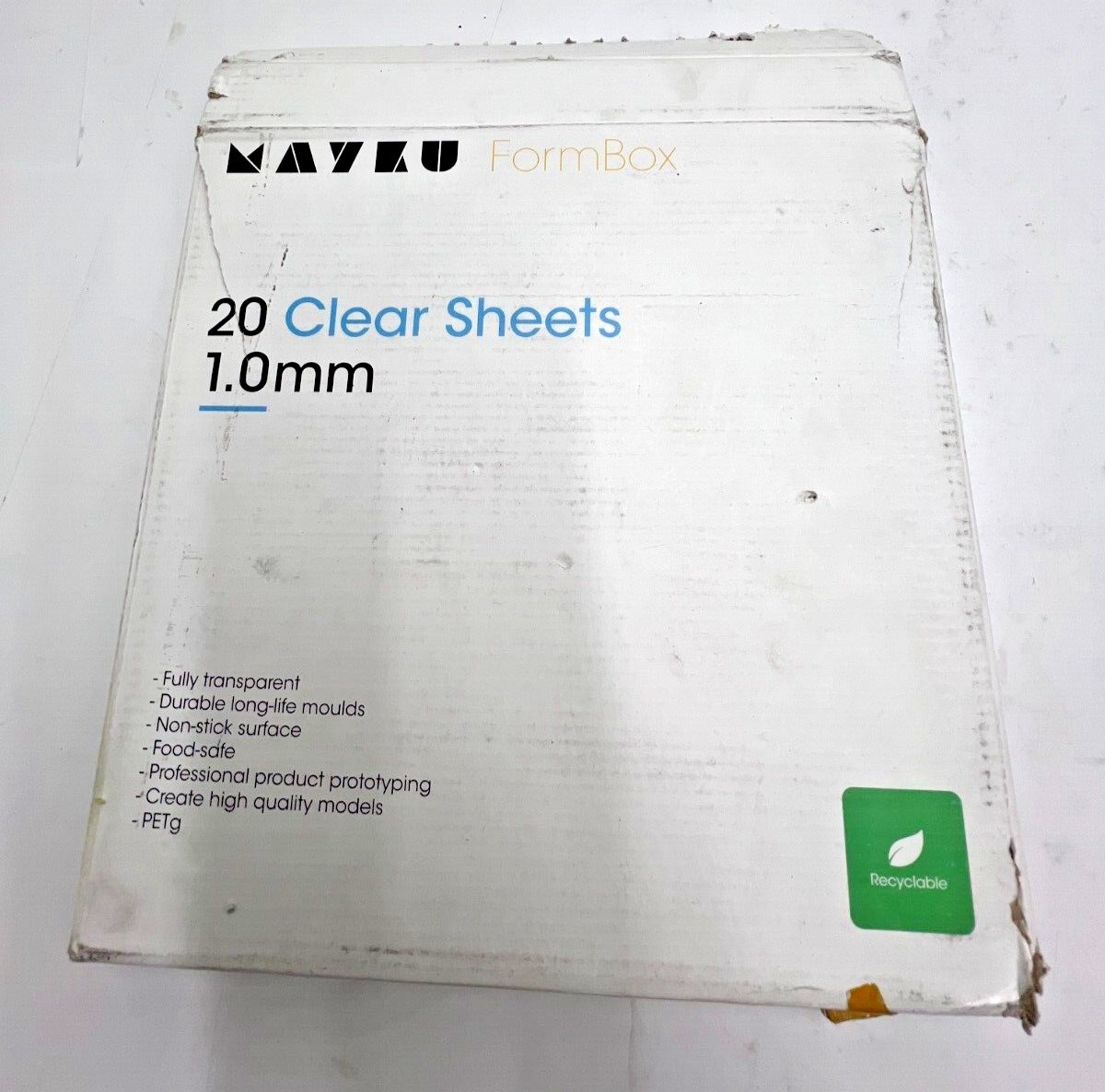 Box of 20 Mayku FormBox Clear Sheets 1.0mm Slight Flex and Non-stick Surface