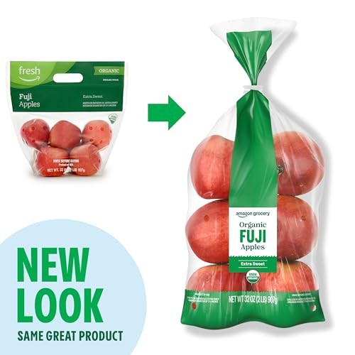 Amazon Grocery, Organic Fuji Apples, 2 Lb (Previously Fresh Brand, Packaging May Vary) thumbnail