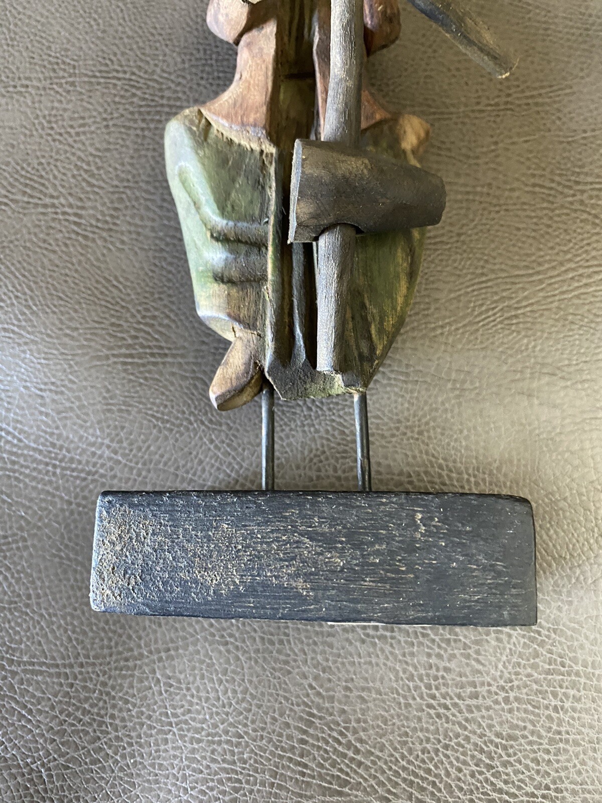Vintage Carved Wooden Musician Made in Thailand  8 1/2 Inches thumbnail
