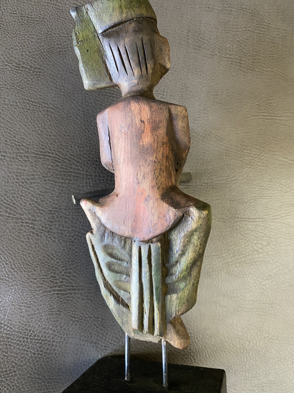 Vintage Carved Wooden Musician Made in Thailand  8 1/2 Inches thumbnail