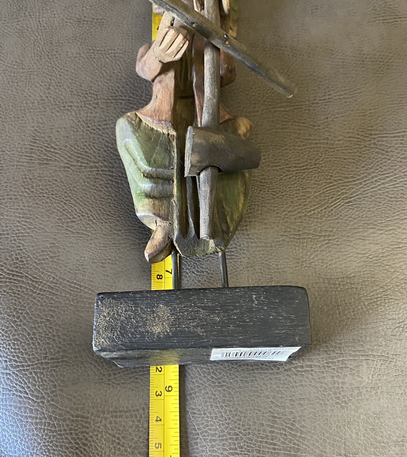 Vintage Carved Wooden Musician Made in Thailand  8 1/2 Inches thumbnail