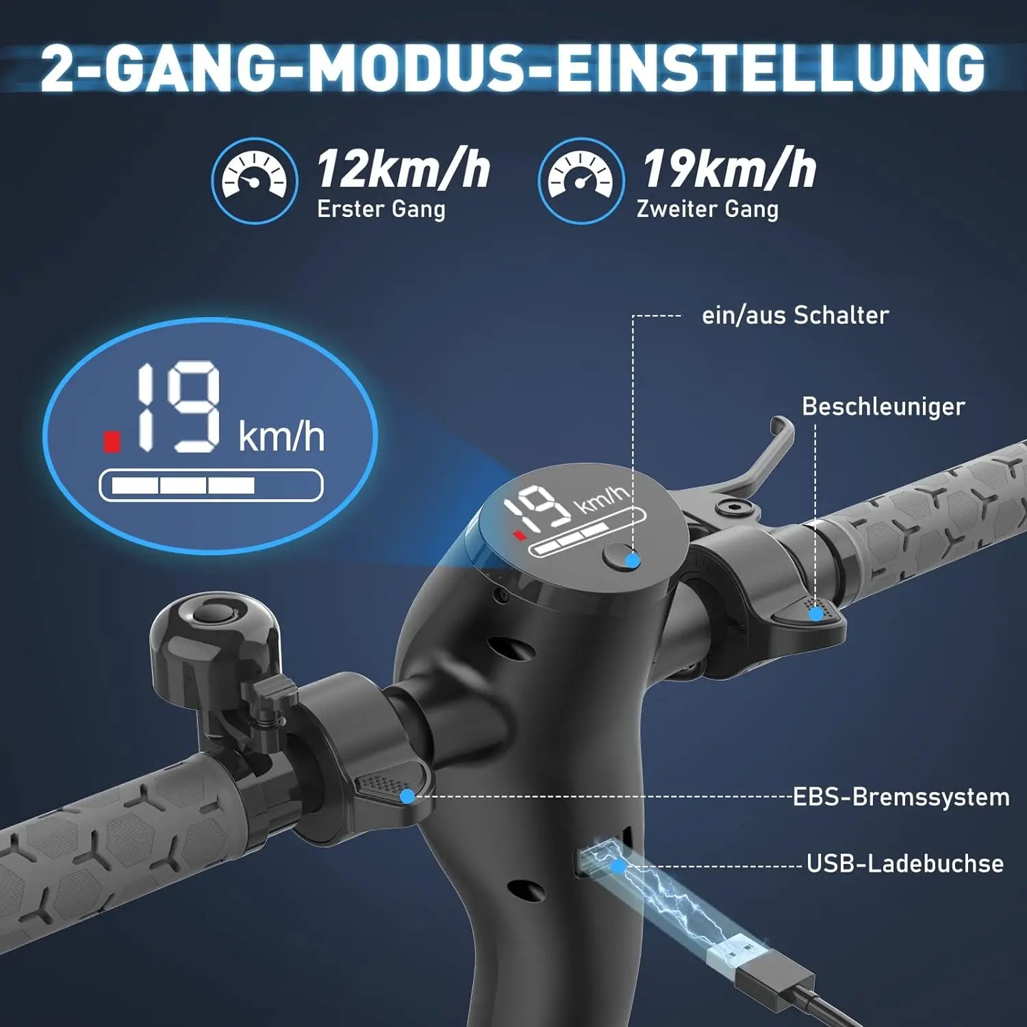 MEGA MOTION Faltbarer Elektroroller Mit App, 350-W-Motor, 30–35 Km Reichweite, 19 Km/h, 8,5-Zoll-Wabenreifen, ABS-Qualifikation thumbnail