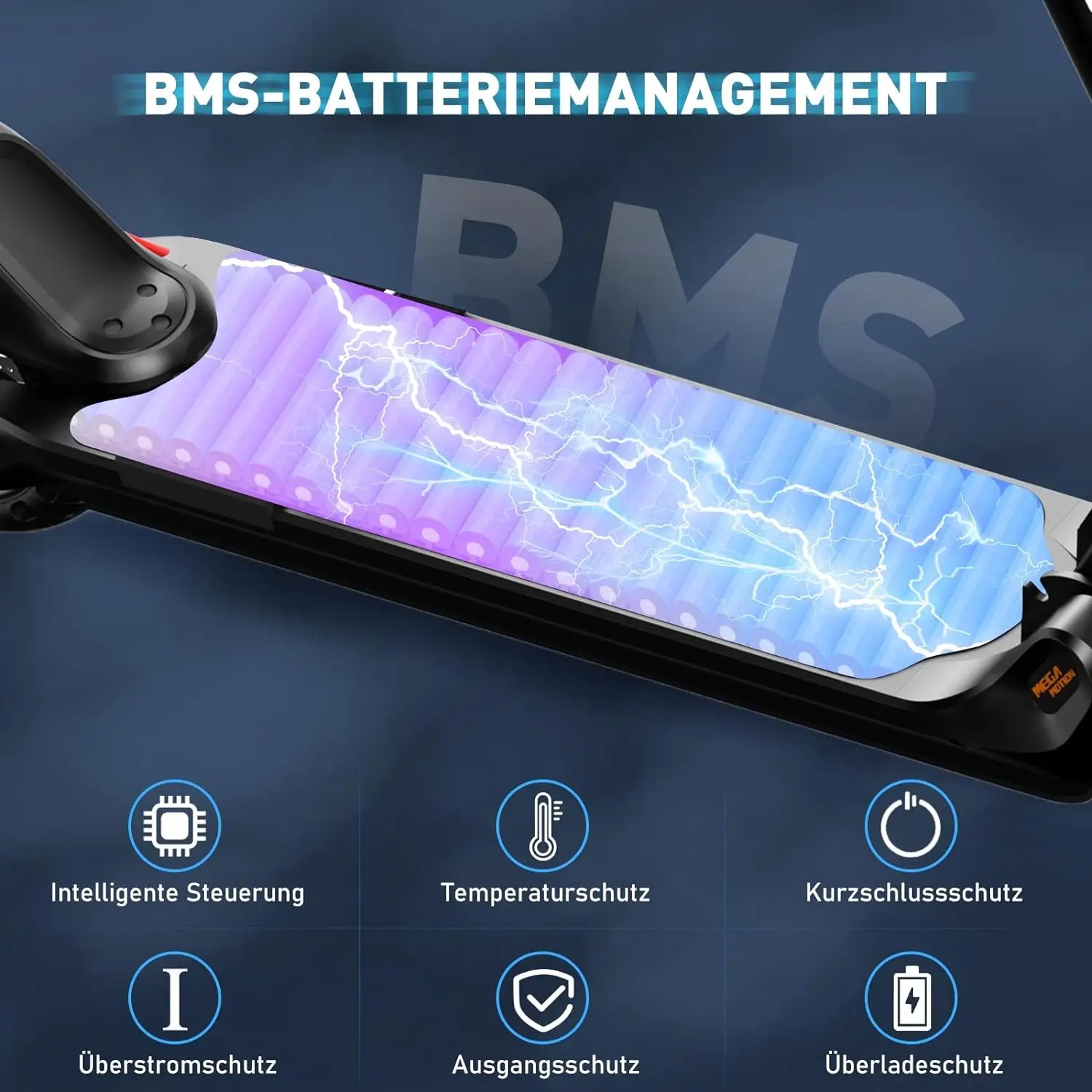 MEGA MOTION Faltbarer Elektroroller Mit App, 350-W-Motor, 30–35 Km Reichweite, 19 Km/h, 8,5-Zoll-Wabenreifen, ABS-Qualifikation thumbnail