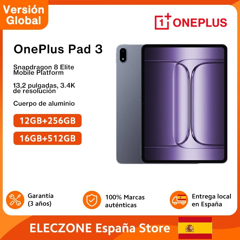 Globale Version OnePlus Pad 3 Snapdragon 8 Elite 13,2 Zoll 144Hz Bildschirm 12140mAh Akku 13MP Rückkamera 8 Lautsprecher 80W Aufladung thumbnail