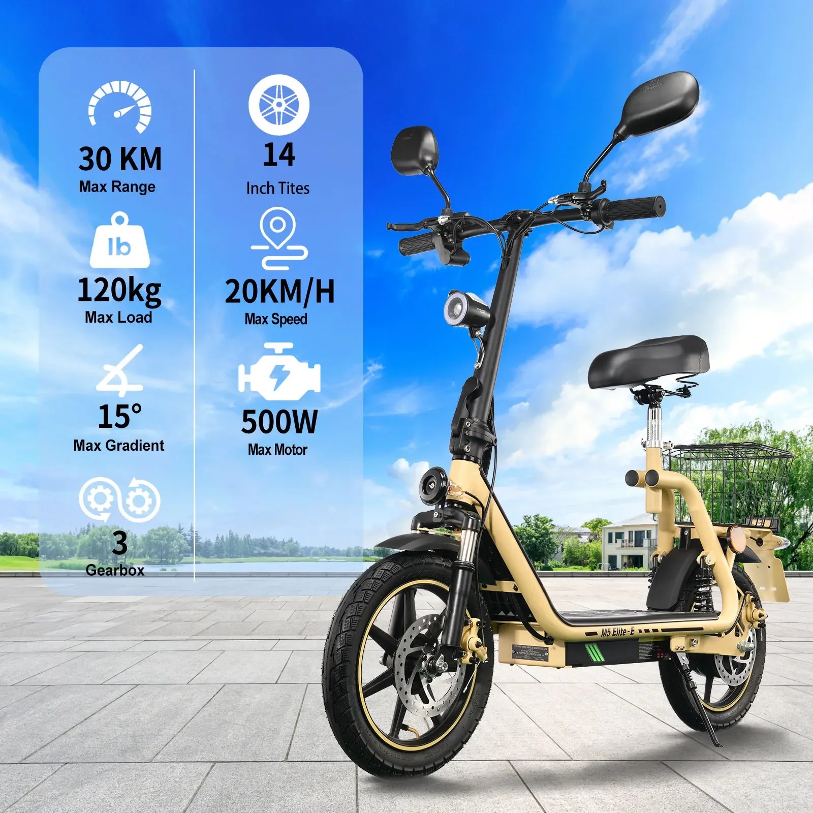 TWOFISH M5-Elite-E Elektroroller Mit Road Legal (EWG), 48 V 13 Ah Akku, 30 Km Reichweite, 14 Zoll Reifen, Stoßdämpfungs-E-Scooter thumbnail