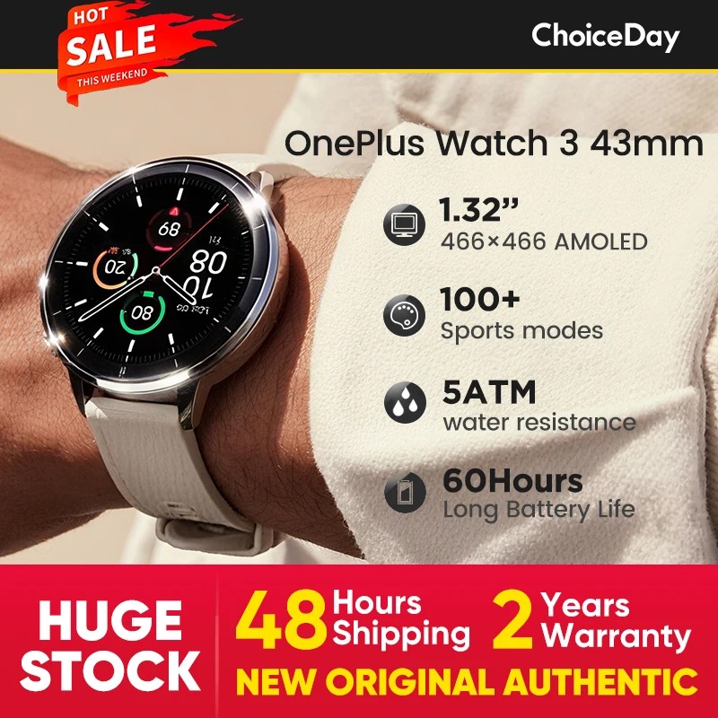 OnePlus Watch 3 SmartWatch Global Version Wear OS Von Google 1,5 Zoll LTPO A0MOLED Display 5 Tage Akkulaufzeit 60S Health Check-in GPS