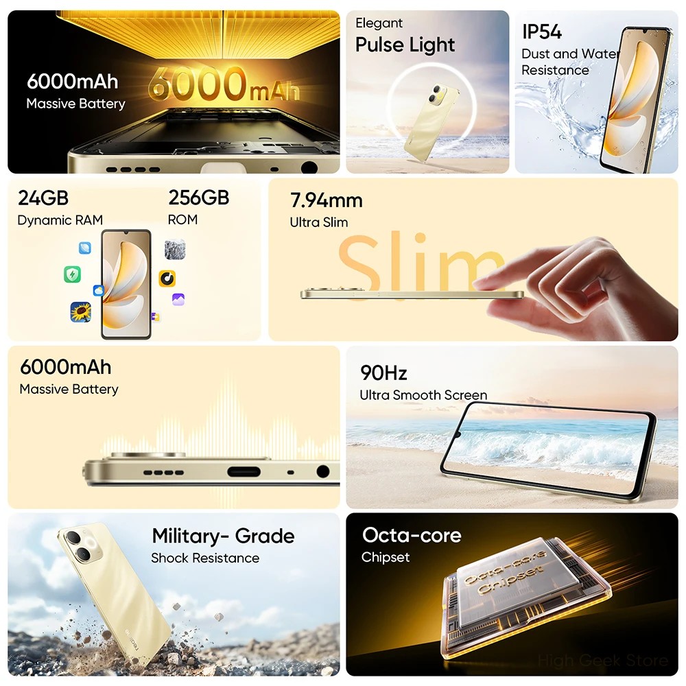 Globale Version Realme Note 70T Smartphone 6,75 Zoll 90 Hz Bildschirm 6000 MAh Akku 13 MP Al-Kamera Octa-Core-Chipsatz IP54 Staub- Und Wasserschutz thumbnail