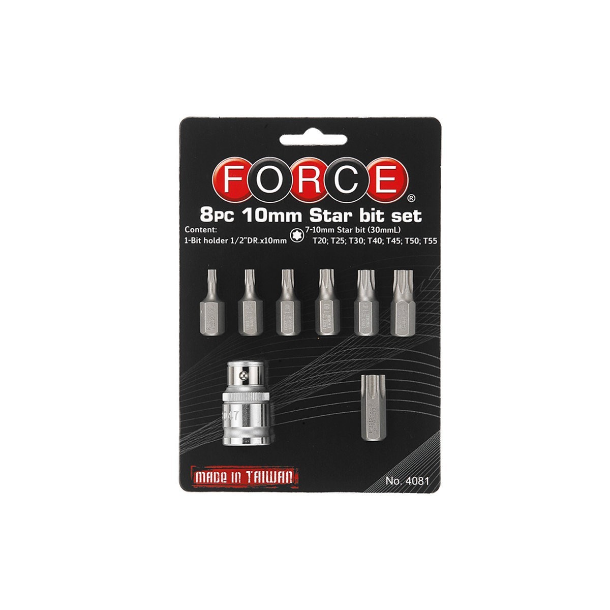 FORCE 4081 Screwdriver Bit Set Number of Tools: 8, Display (box)