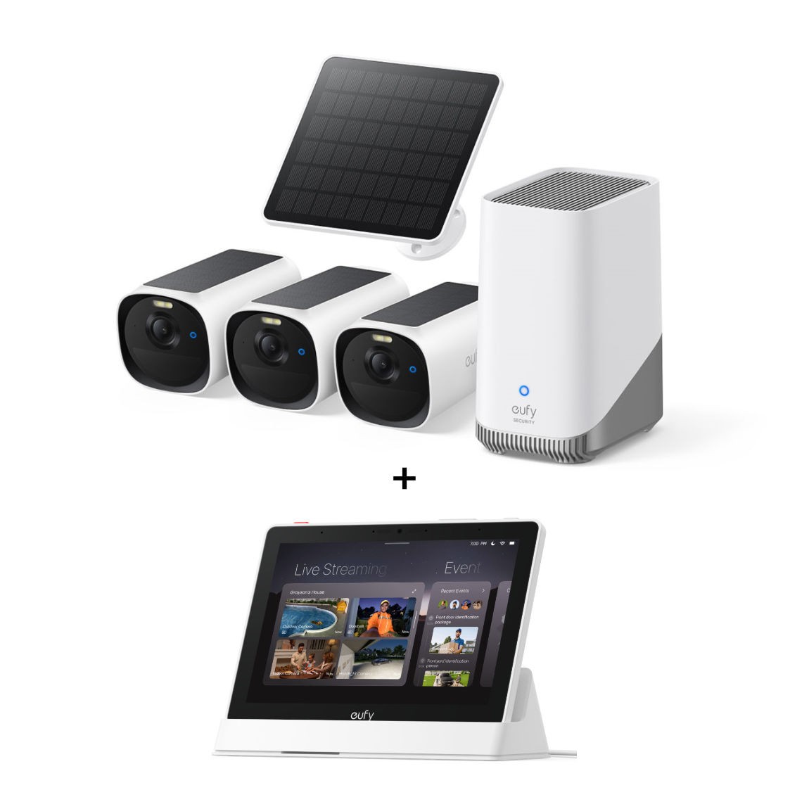 EufyCam E40 Starter-Set 3+1 - Kamera Mit HomeBase 3 Und Solarpanel - Weiß