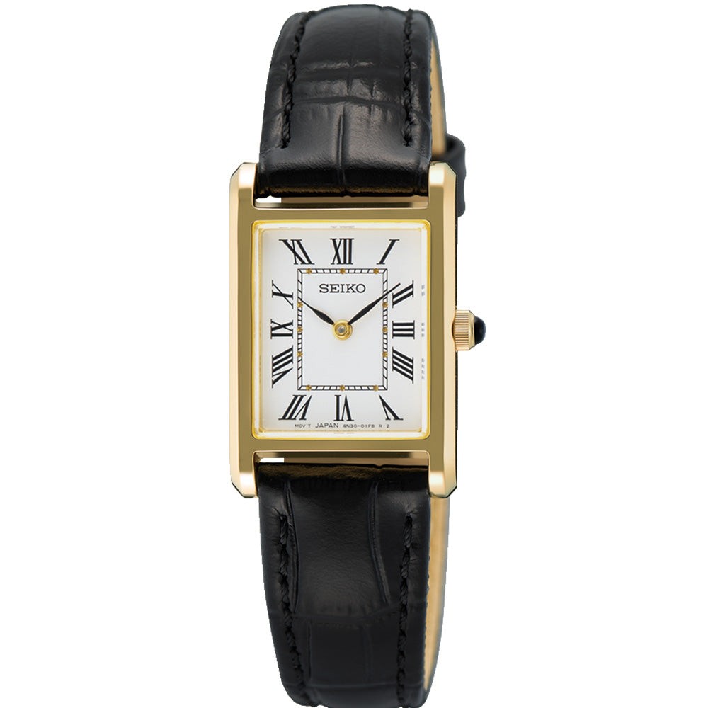 Seiko SWR108P1 Classic Dress (19.6mm) White Dial / Black Watch